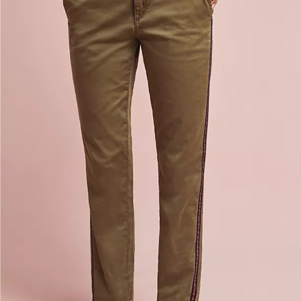Stylish Anthropologie Tan Pants with Side Stripe